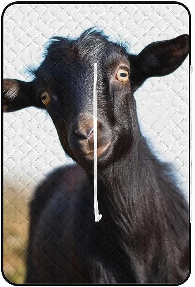 Zipper Cute Black Goat Animal Style Picnic Mat Suitable for Travel Camping Park Or Home Use
