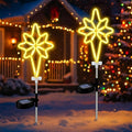 2 Pcs Solar Christmas Garden Stake Lights Waterproof Bethlehem Star Landscape Solar Pathway Lights for Outside Stakes Xmas Neon Yard Stakes for House