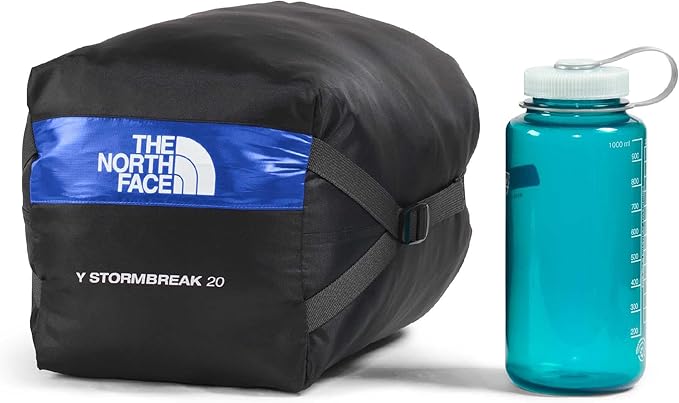 THE NORTH FACE Teen Stormbreak 20F / -7C Backpacking Sleeping Bag - Water Repellent Fully Insulated Includes Stuff Sack TNF Blue/River Ice Regular