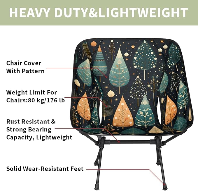 Honeybaby Folding Camping Chair Lovely Trees Camping Chairs Lightweight Portable Chair Outdoor Foldable Chairs for Camping Travel Picnic Beach Hiking