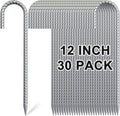 12 Inch J Hook Rebar Stakes 30 Pack Heavy Duty Galvanized Steel Tent Stakes Anti-Rust Ground Anchors Chain Link Fence Stakes for Yard Decorations Infltables Canopy Tarp Garden