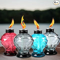 Tewei 4 Pack Glass Table Top Light Torches for Outside Easy to Refill Glass Citronella Torches Outdoor Lanterns Wick and Cap Included Torch for Garden Patio Yard Party
