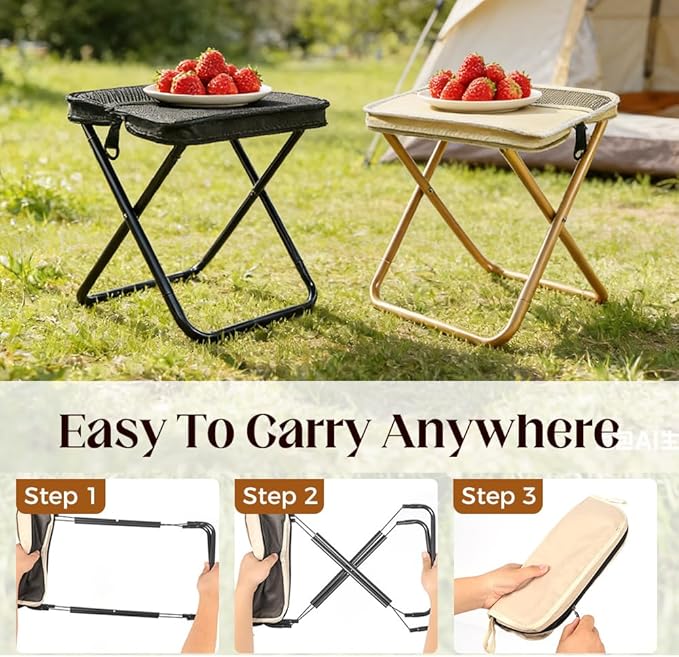 Foldable Backpack Stool 2026 Portable Folding Camp Stool Foldable Chair can Turned Into a Satchel Lightweight Seats for Hiking Fishing Hunting (Khaki)