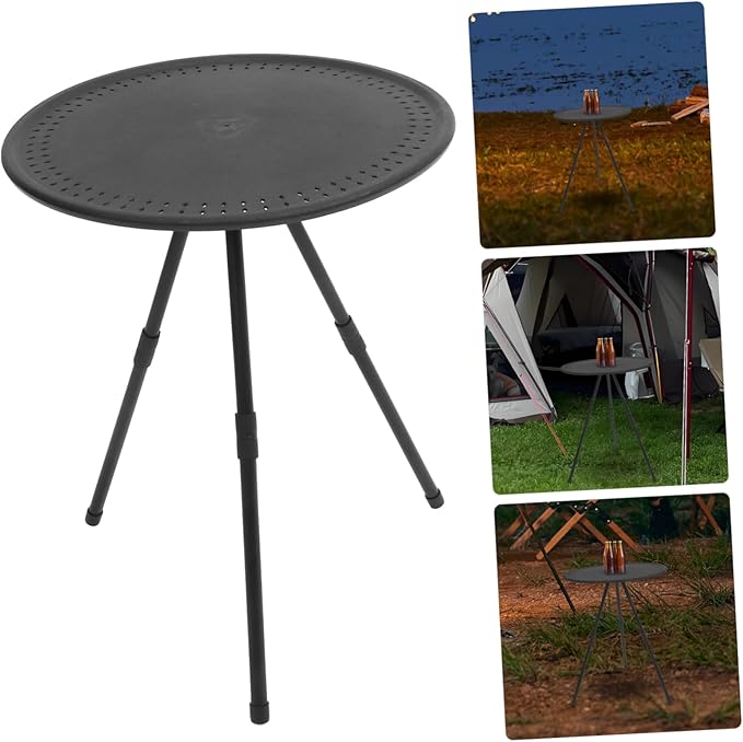 BESPORTBLE 1pc Portable Folding Round Table Camping Picnic Rv Table Adjustable Height Outdoor