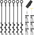 Tent Stakes Anchors 16-in 6 Pack RV Awning Tie Down Kit for Wind-Proof with Retractable Ratchet Straps Camping Stakes Heavy Duty for Tents Beach Umbrellas Canopies Carport Campers