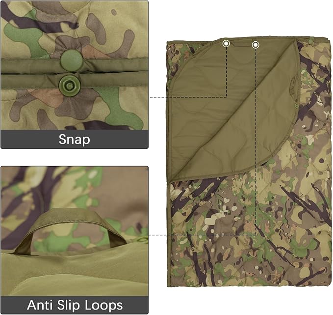 LOOGU Camo Blanket Waterproof Insulation Poncho Liner for Outdoor Camping Hiking Hunting Survival Backpacking Picnicking