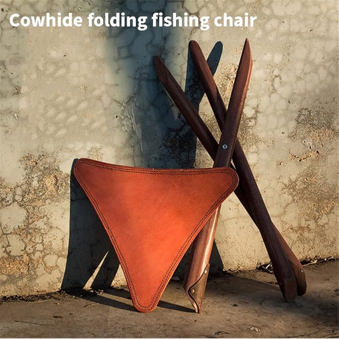 Fishing Chair Portable Folding Fishing Chair Outdoor Leather Cowhide Camping Chair Retro Super