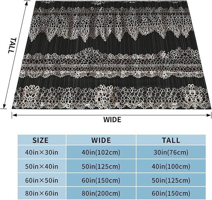 Lace Stripes 80x60 Printed Soft Fleece Blanket for Sofa Bed and Camping - Cozy Blanket for Travel Picnics Nighttime Use