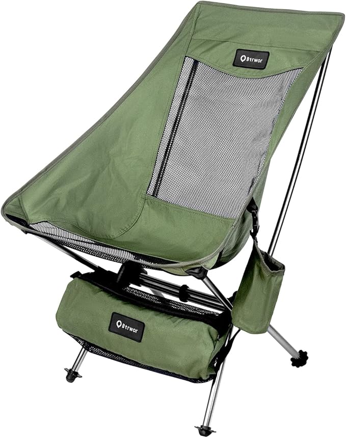 Camping Chair Lightweight Backpacking Hiking Chair Compact Portable 220 lbs Capacity Comfortable Widened Seat Folding Chair (Army Green)
