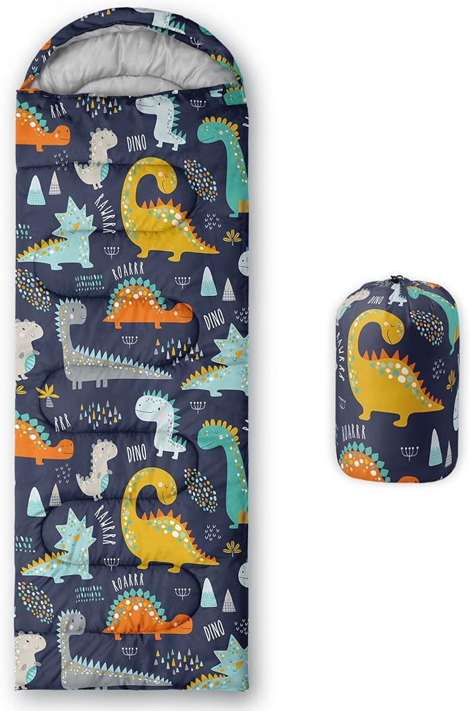 Kids Sleeping Bag for Boys GirlsRocket Moon Print-Lightweight Warm Portable Outdoor Indoor-Waterproof Cold Weather Resistant Sleeping Bag for Camping Hiking