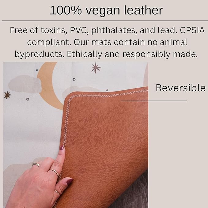 Uniklook Vegan Leather Reversible Multipurpose Paly mat Kids Infant Picnic Blanket - Waterproof Baby Splat mat for High Chair Sand Proof Beach Blanket Indoor Outdoor (Cosmic Terra)