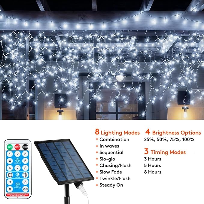320LED Solar Christmas Lights Outdoor Waterproof Christmas Decorations Lights 29.5ft 60 Drops8 Modes Solar Powered Rechargeable Fairy Lights for Party HolidayWedding Decorations (Cool White)