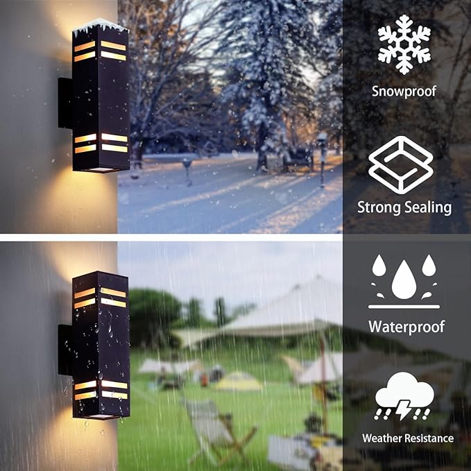 Up and Down Lights Outdoor Wall Light Fixtures Aluminum Dusk to Dawn Outdoor Lighting Fixture Modern Black Exterior Light Fixtures Wall Mount Porch Light for House Front Door
