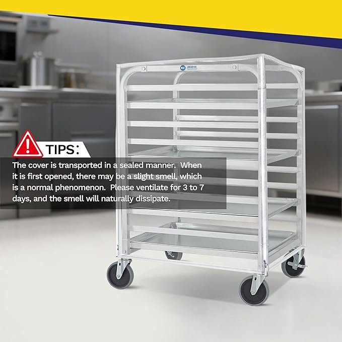 10-Tier Sheet Pan Rack with Cover NSF Bun Pan Rack Aluminum Bakery Rack Home Commercial Kitchen Bakery Cooling 4 Wheels