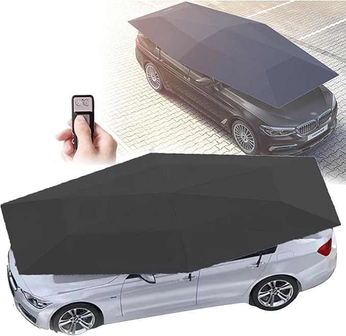 Car Tent Cover Folding Sun Protection Carport Fully Automatic Summer Car Umbrella Cover Tent Movable Carport Canopy with Remote Control for Outdoor Camping Tent Black-4.6m