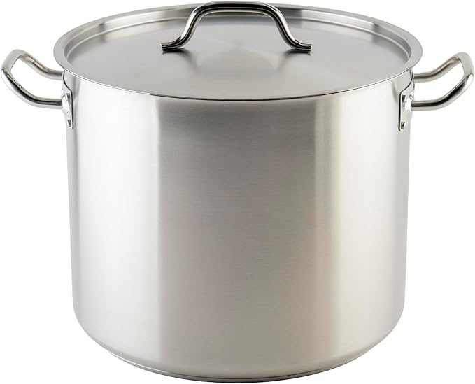 Winware Stainless Steel 32 Quart Stock Pot with Cover Silver