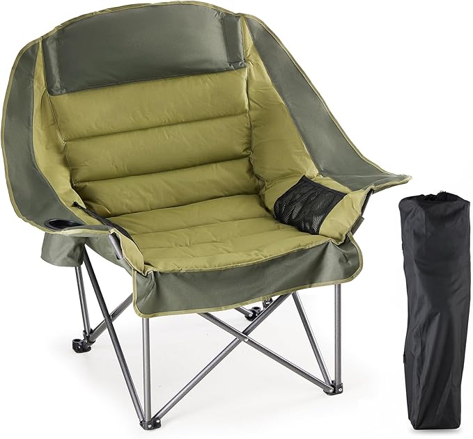 DUMOS Oversized Camping Chair for Adults - 450lbs Heavy Duty Folding Chair with Cup Holder &amp Side Pockets Portable Chair for Camping Fishing Hiking Picnic