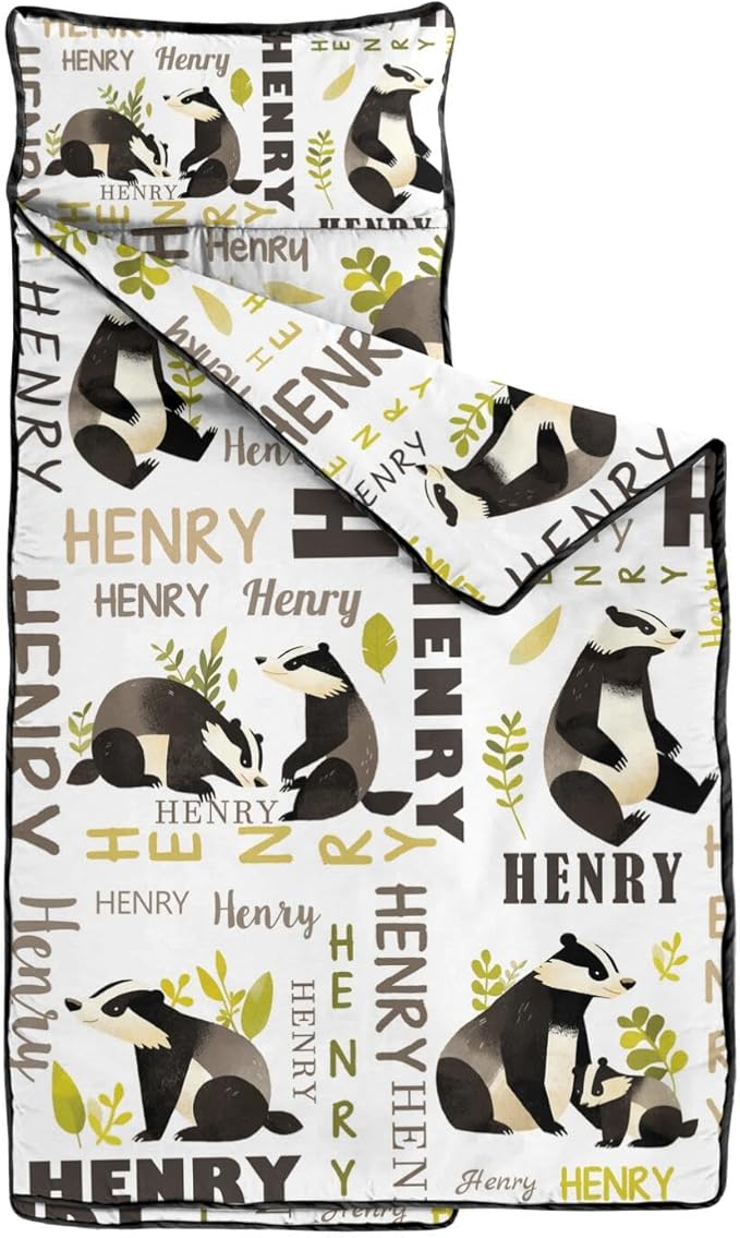 Personalized Toddler Nap Mat – Custom Name Sleeping Bag with Pillow &amp Blanket Roll-Up Nap Mats for Daycare
