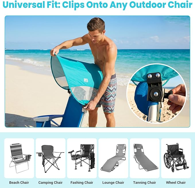 #WEJOY Beach Chair with Canopy Shade Reclining Adjustable 4 Position Lay Flat Lightweight Folding Portable Aluminum Chair with Backpack StrapsPadded headrest Heavy Duty 400lbs Lawn Chair for Beach