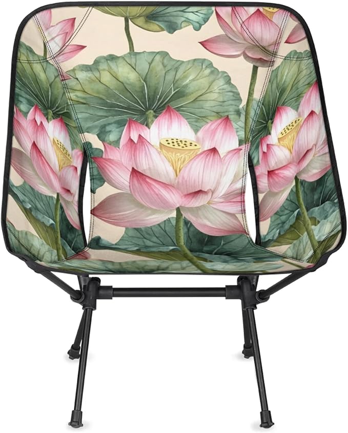 Honeybaby Folding Camping Chair Pond Flowers Camping Chairs Lightweight Portable Chair Outdoor Foldable Chairs for Camping Travel Picnic Beach Hiking