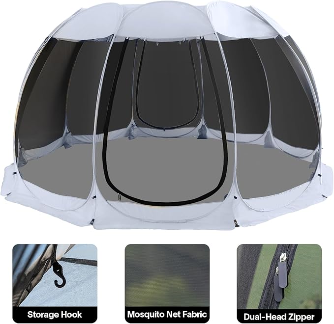 Alvantor Pop Up Screen House Gazebo with Mosquito Netting Instant UV Resistant Sun Shelter for Patio &amp Backyard Portable Canopy Tent for 2-10 Person