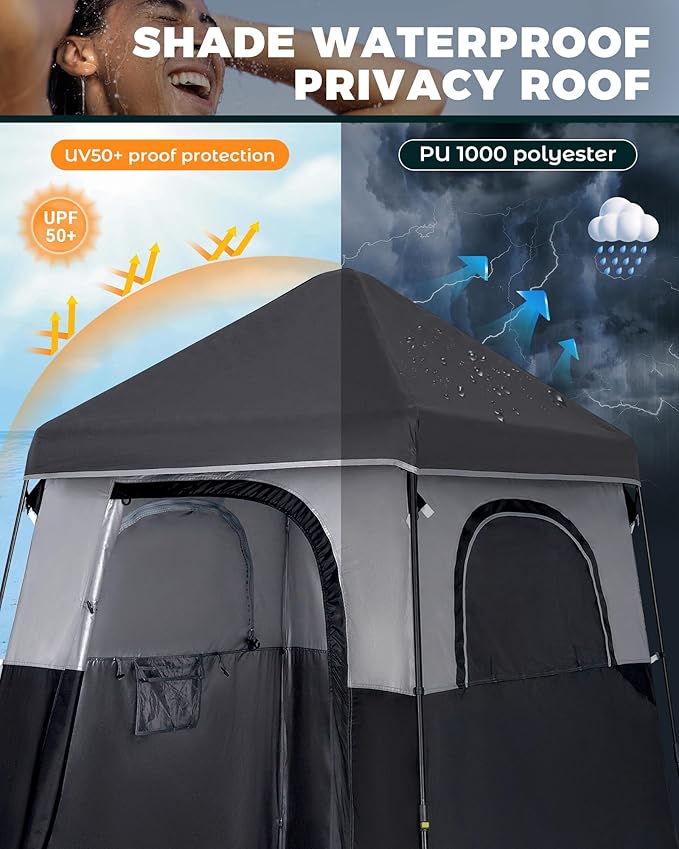 KingCamp Instant Shower Tent Portable Superior Stable Privacy Shelter Large Room Outdoor Toilet Tent with Floor for Beach Camping &amp Hiking Setup in Under 60s