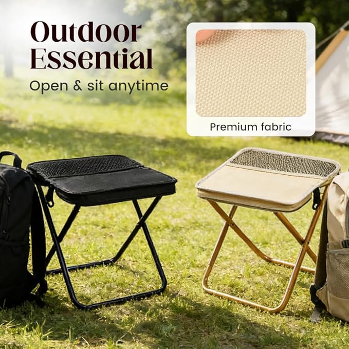 Foldable Backpack Stool 2026 Portable Folding Camp Stool Foldable Chair can Turned Into a Satchel Lightweight Seats for Hiking Fishing Hunting (Black)