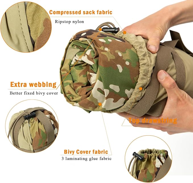 Akmax.cn Bivy Cover Sack for Military Army Modular Sleeping System Waterproof Outer Shell for Sleeping Bag Minimalist Stealth Shelter