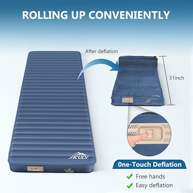 Self Inflating Sleeping Pad with Electric Pump 4 Ultra-Thick Memory Foam Camping Pad with Pillow 9.5 R-Value Insulated Camping Mattress Navy Blue