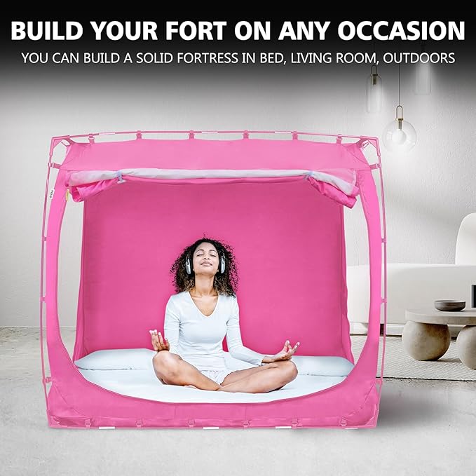 Bed Tent Bed Canopy Queen Size Tents for Adult and Kids- Original Design Portable Dream Tent Indoor Sleeping Tents 80% Blackout with 3 Doors Breathable Big Space Tents