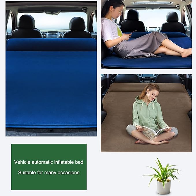 TXGJWRA Inflatable Car Air Mattress Travel Bed - Portable Back Seat Blow-up Sleeping Pad Upgraded Air Mattress Blow Up Bed for Car Travel Camping VacationB-180x105cm(咖啡色)