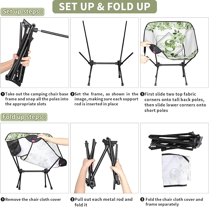 Camping Chair Personalized Backpacking Chair Lightweight Portable Folding Customized Name Chairs for Beach Sport Hiking (Olive Green)