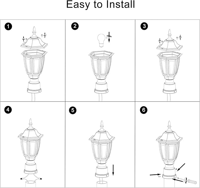 FUDESY Outdoor Post Lights Electric Exterior Lamp Post Light Fixture with Pier Mount Base LED Bulb Included Anti Corrosion Plastic Materials 2-Pack Pole Lanterns for Garden Patio Pathway
