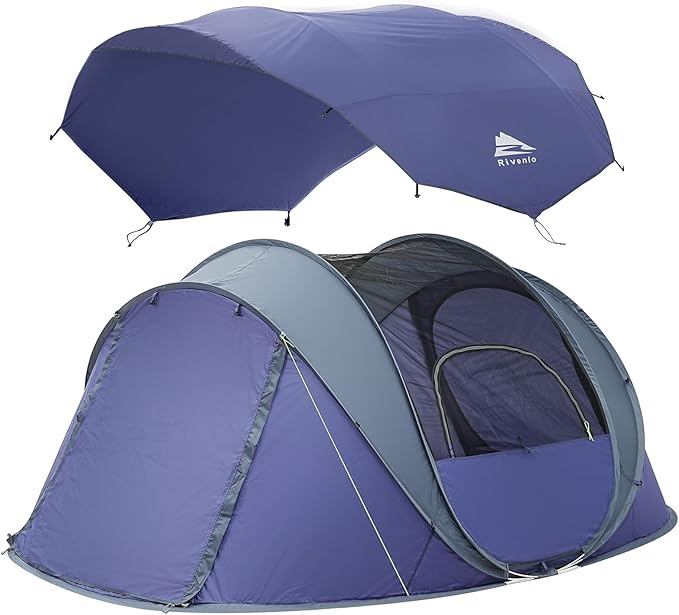 4/6 Person Easy Pop Up Tent Waterproof Automatic Setup2 Doors-Instant Family Tents for Camping Hiking &amp Traveling