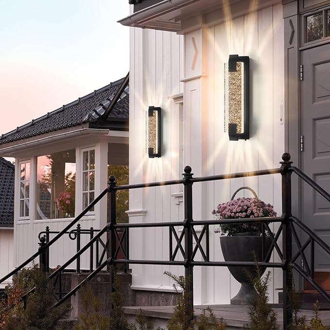camuucci Dusk to Dawn Outdoor Light19.7 Inches LED Porch Lights Outdoor Waterproof Modern Outside Sconce Wall Mount for Doorway Hallway Porch Patio Yard Doorway Black