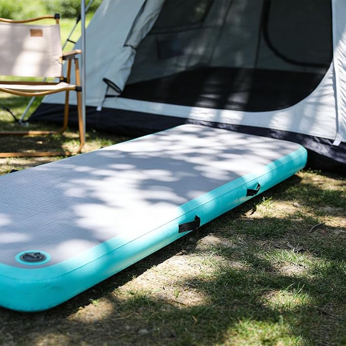 Air Mattress with Pump PVC Water Proof Airtight Portable Inflatable Air Bed for Camping Travel Guests Green 192x65x10cm