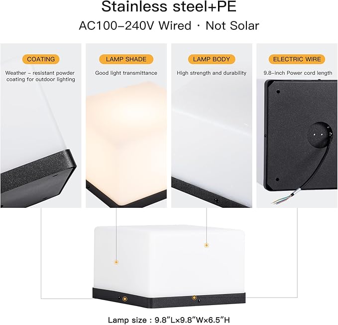 Modern Outdoor Post Lights Hard Wired 9.84 Outdoor Column Lights IP54 Waterproof Pillar Light Outside 3000K Outside Lamp Post Light Column Lighting for Deck Gate Yard Patio Entrance Fence