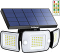 intelamp Outdoor Solar Light Waterproof 6000mAh 1200LM Motion Sesnsor Flood Lights with Dual Sensor 4 Modes Remote Control 270° Wide Angle Security Light for Garden Garage Yard Pathway Farm