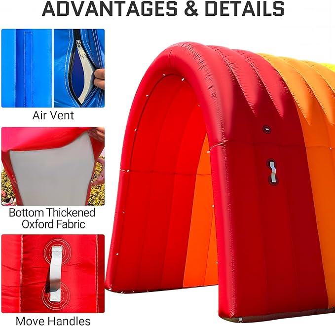OZIS 16Ft Inflatable Tunnel Entrance Sports with Installed Blower Inflatable Football Tunnel Tent Entryway for Business Advertising Event Exhibition Promotion(Rainbow16x10x10Ft)