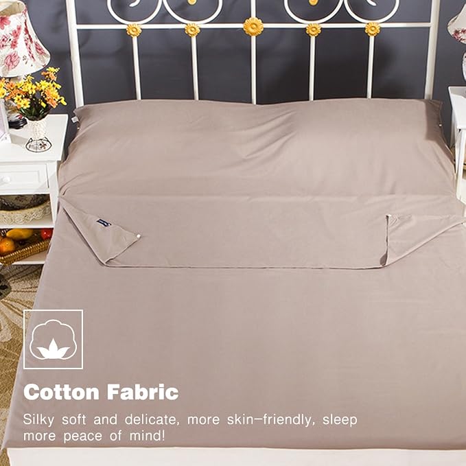 Sleeping Bag Liner Lightweight Portable Sleeping Sheet Dirt-Proof Compact Travel Camping Sheet for Outdoor Travel Hiking Hotels Picnics (Brown 83x63’’)