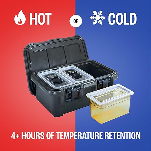 Cambro Insulated Food Pan Carrier - 6 Inch Deep Hotbox and Food Warmer for Catering &amp Transport - Top Load S-Series (Black)