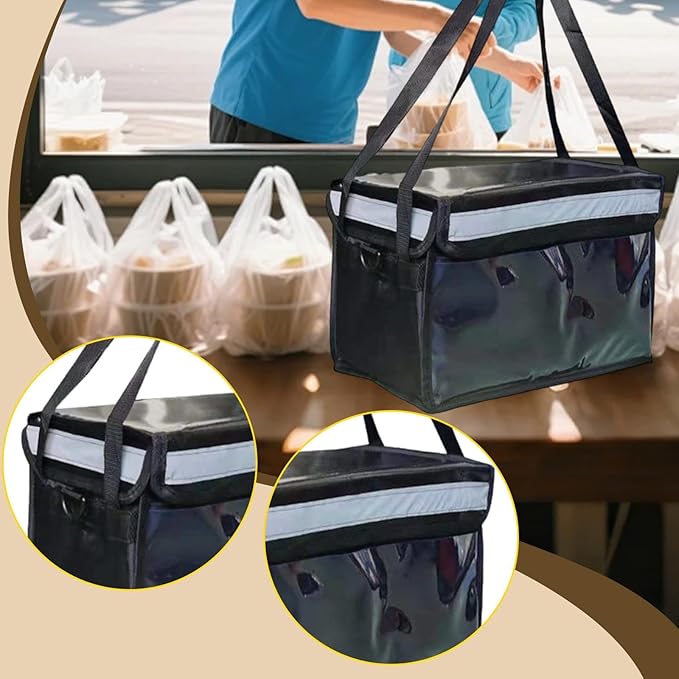 Insulated Food Delivery Bag Thermal Bag Sturdy Keep Food Hot Cold with Bottom Plate for Grocery Shopping