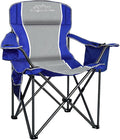 Folding Camping Chair Portable Outdoor Heavy Duty Padded Chairs Lawn Chair with Cup Holder Storage Pocket and Cooler Bag Supports 480LBS Blue