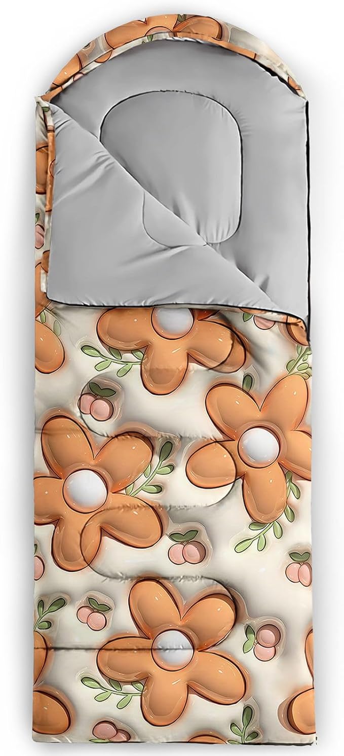 Kids Sleeping Bag for Boys Girls3D Pink Stars Print-Lightweight Warm Portable Outdoor Indoor-Waterproof Cold Weather Resistant Sleeping Bag for Camping Hiking