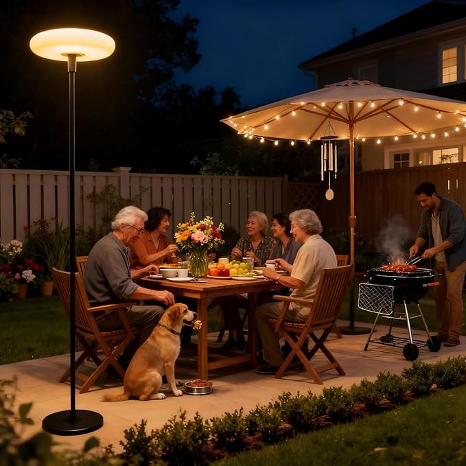 Lightdot Solar Outdoor Floor Lamp for Patio Waterproof USB Rechargeable Cordless Floor Lamp with 3 Brightness ModesHeight Adjustable(Max 74IN)Warm White 3000k Standing Solar Lights for Yard Garden