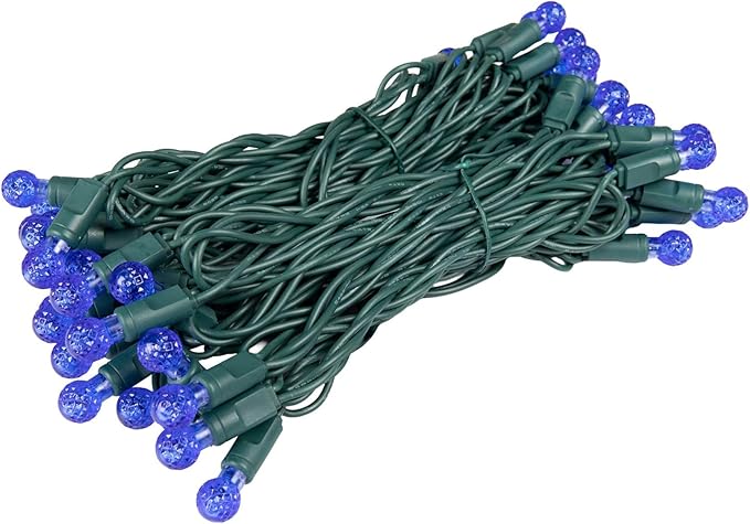 Novelty Lights 25FT 50 LED G12 Christmas String Lights Tree Lights Indoor Outdoor Commercial Grade LED Mini Light Set with 40000 Hours Rating Christmas Lights Christmas Tree Lights Blue