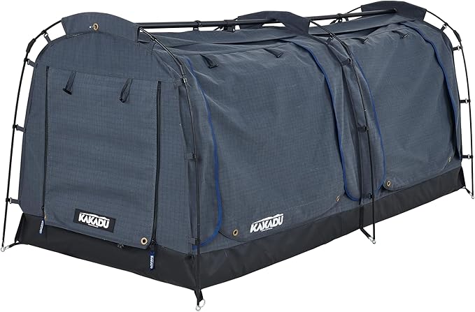Kakadu Canvas Swag Tent 1 Person Australian Polycotton Camping Ground Tent All Seasons Waterproof with 2.75” Foam Mattress LED Lighting Carry Bag