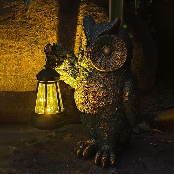 Garden Statues Outdoor owl Figurines Decorated with Solar Lights Unique Christmas Birthday Gifts for Moms Grandmas Women Wives Sisters