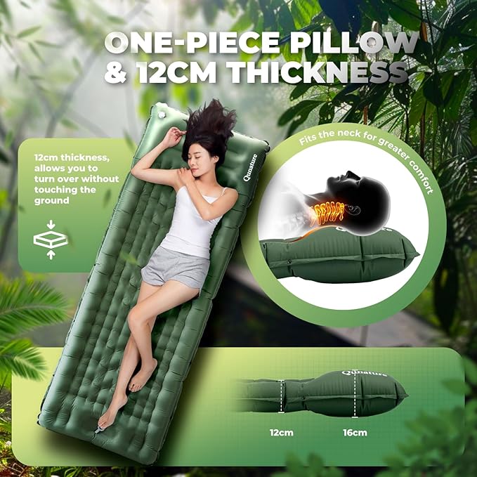Camping Mattress Sleeping Pad for Outdoor Camping Ultra-Light Inflatable Camping Bed with Built-in Pillow - Air Pad Carry Bag - Compact &amp Lightweight Camping Gear Essentials