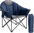 Oversized Camping Chair 500lbs Heavy Duty - Moon Saucer Folding Chair with Cup Holder Padded for Outdoor Lawn Sports Patio (Blue &amp Gray)